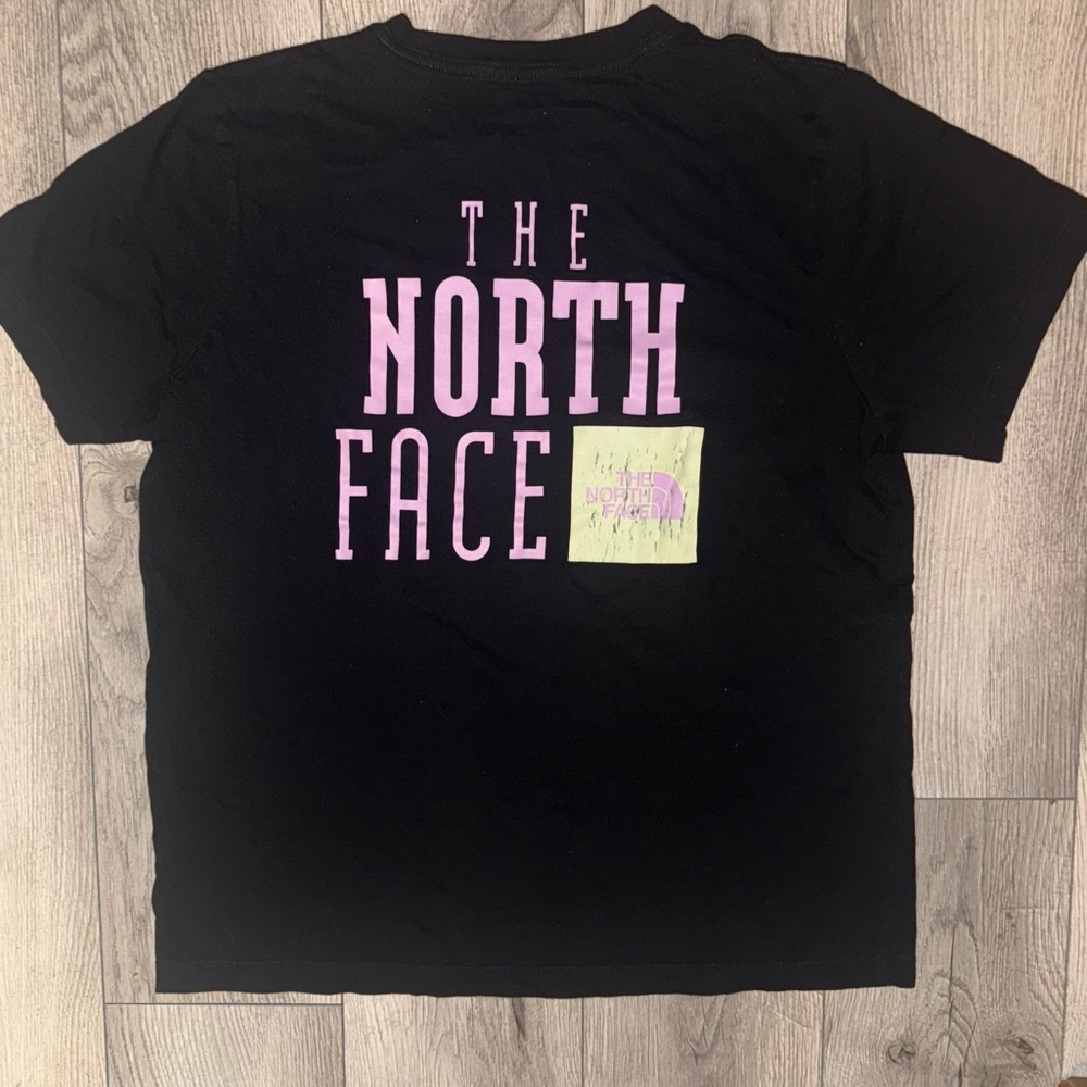 The North Face Women’s Graphic Tee Black Pink Lime Logo Size M